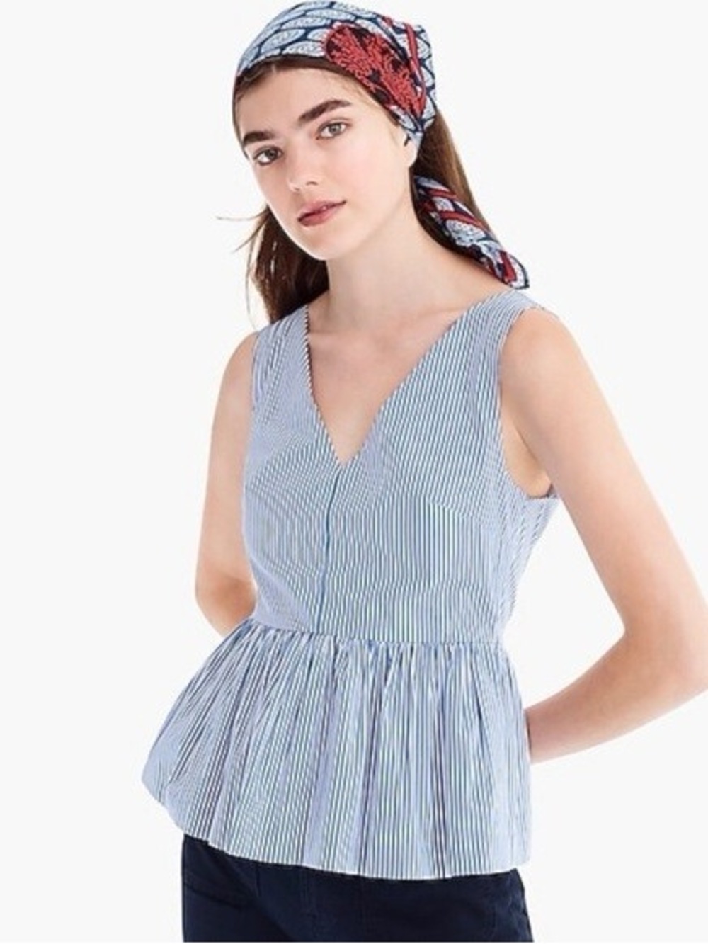 J. Crew Striped Peplum Top